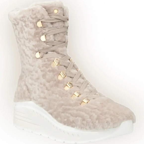 Stuart Weitzman Genuine Shearling Lace Up Booties - New in box! - Size 5 - Picture 7 of 9